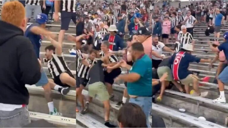 Hinchas del PSG y Botafogo se pelearon a las piñas en la tribuna durante el partido